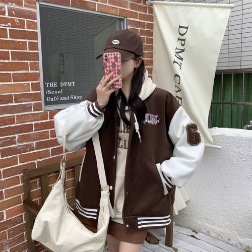 Baseball Uniform Girls 2024 Autumn American Retro Casual Thin Jacket for Junior High and High School Students