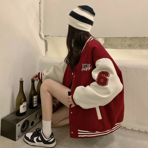 Baseball Uniform Girls 2024 Autumn American Retro Casual Thin Jacket for Junior High and High School Students