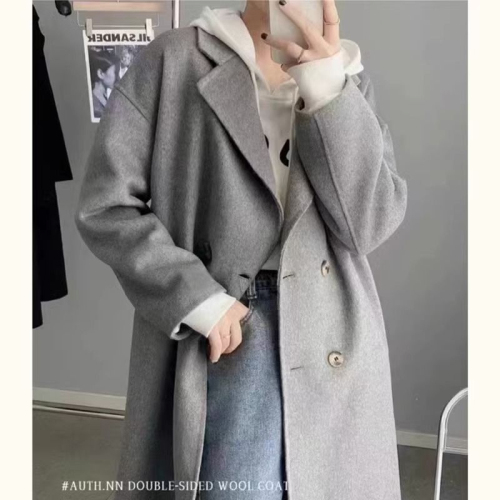 High-end woolen coat for women mid-length over the knee 2024 new autumn and winter student Korean style slim woolen coat