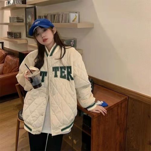 Women's cotton-padded clothing thickened winter clothing 2024 new vintageoversize trendy baseball uniform jacket