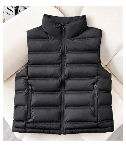 Real shot of down cotton coat women's vest autumn light and warm 2024 Korean version new stand-up collar waistcoat vest jacket