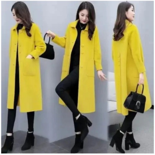 Coat Women's Medium Long 2024 Korean Style Autumn and Winter Lantern Sleeve Woolen Coat Women's Loose Woolen Coat