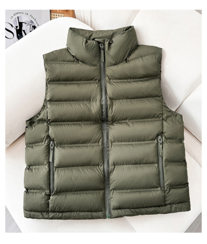 Real shot of down cotton coat women's vest autumn light and warm 2024 Korean version new stand-up collar waistcoat vest jacket