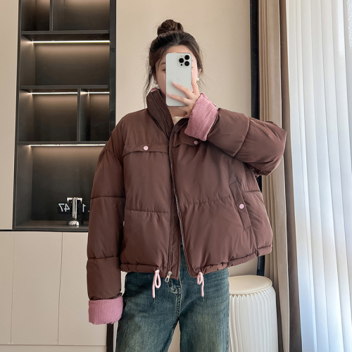 Real shot 2024 simple lapel bread coat Korean version winter thickened small versatile cotton coat down jacket