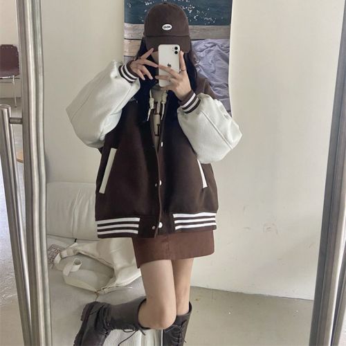 Baseball Uniform Girls 2024 Autumn American Retro Casual Thin Jacket for Junior High and High School Students