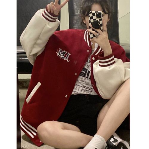 Baseball Uniform Girls 2024 Autumn American Retro Casual Thin Jacket for Junior High and High School Students