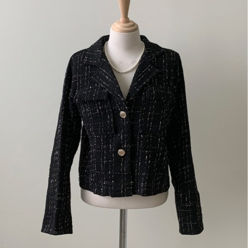 Korean autumn chic small style woolen short blazer for women