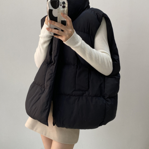 Real shot Thickened loose large size casual mid-length turtleneck cotton coat vest