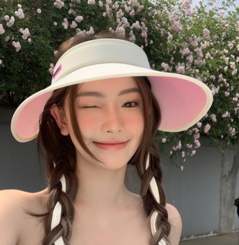 Sun protection sun hat for women, widened and large brim, anti-UV, outdoor empty top, breathable, non-turnover sun hat for cycling