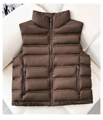 Real shot of down cotton coat women's vest autumn light and warm 2024 Korean version new stand-up collar waistcoat vest jacket