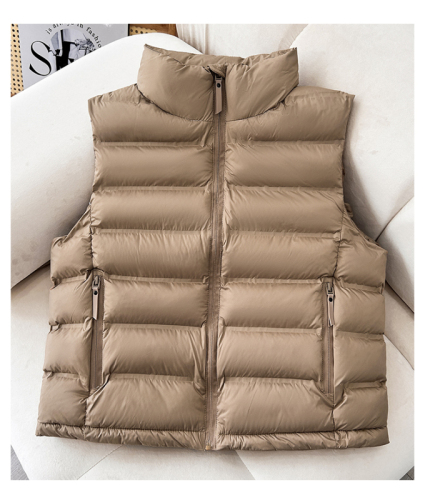 Real shot of down cotton coat women's vest autumn light and warm 2024 Korean version new stand-up collar waistcoat vest jacket