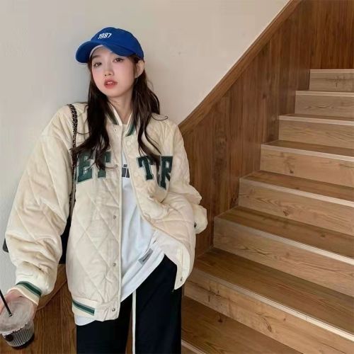 Women's cotton-padded clothing thickened winter clothing 2024 new vintageoversize trendy baseball uniform jacket