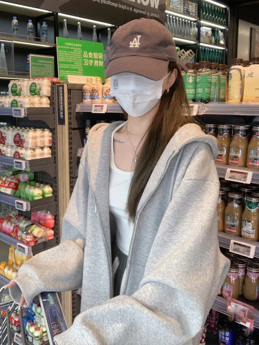 Cotton Brushed Hooded Sweatshirt for Spring and Autumn, Original Version with Inner Drawstring and Outer Jacket, New Model