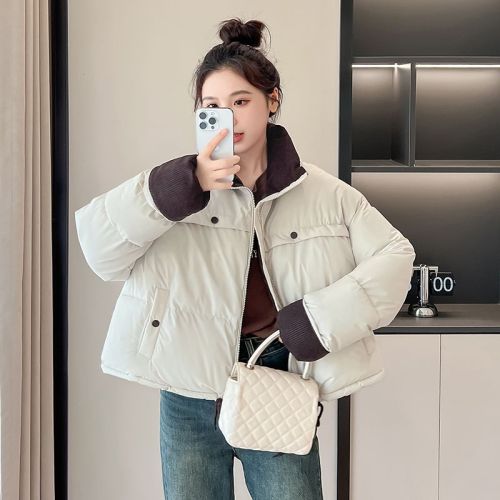 Real shot 2024 simple lapel bread coat Korean version winter thickened small versatile cotton coat down jacket