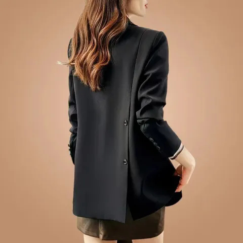 High-end black suit jacket for women, spring and autumn, autumn new fashion design suit top jacket