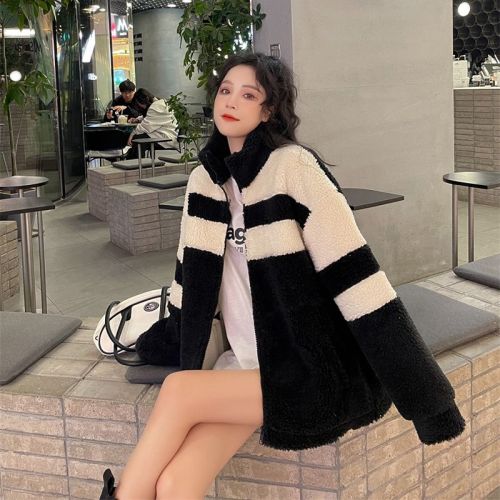 Lamb wool coat women's autumn and winter 2024 new plush furry top loose coat