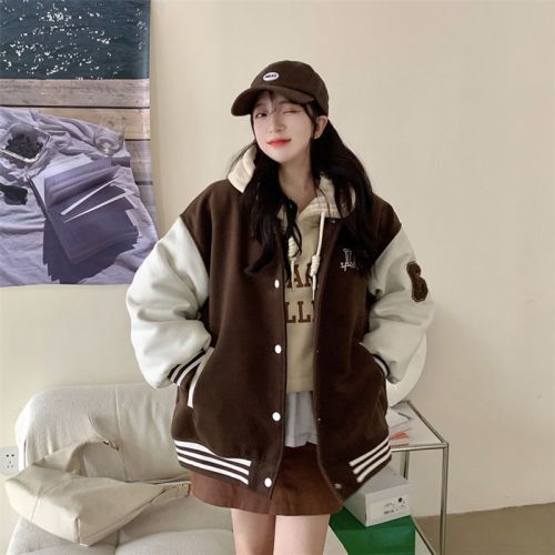 Baseball Uniform Girls 2024 Autumn American Retro Casual Thin Jacket for Junior High and High School Students