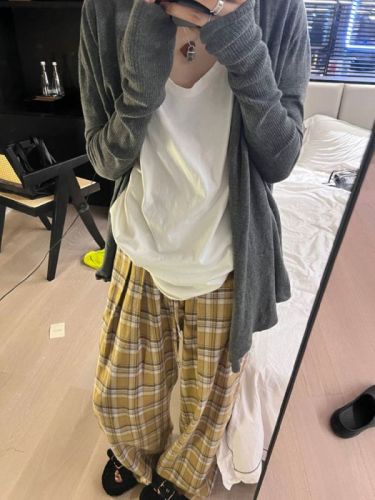 Ready stock-RO Paperman knitted cardigan mid-length autumn and winter lazy style loose jacket