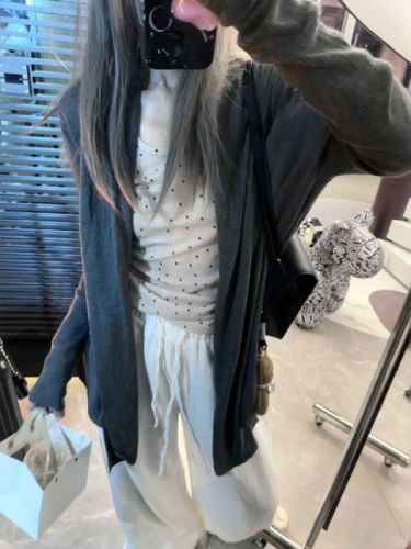 Ready stock-RO Paperman knitted cardigan mid-length autumn and winter lazy style loose jacket