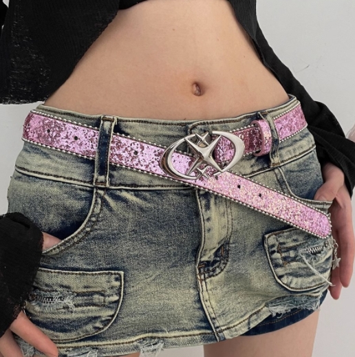 Barbie Pink Y2K Millennial Hot Girl Style American Belt Women's 2024 New Jeans Decorative Belt Versatile Ins Style