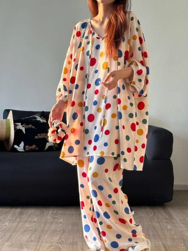 Internet celebrity ins style spring and autumn new pajamas for women Korean style loose home clothes official