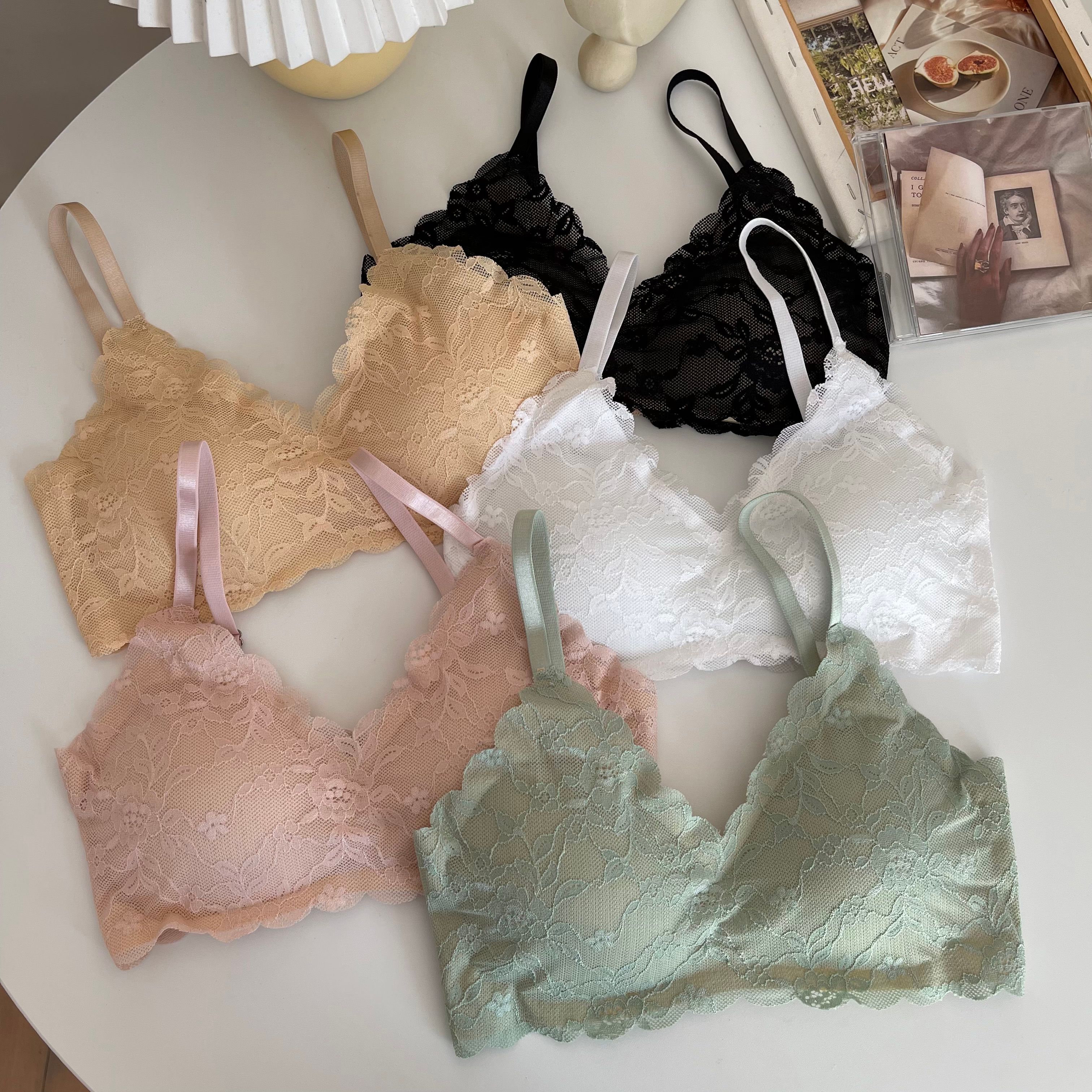 Real shot~Korean style student anti-exposure sexy bra underwear tube top breathable lace inner wear for women