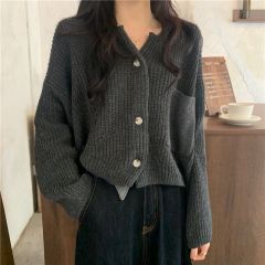 Photographed in real life, new autumn and winter loose long-sleeved knitted sweater, short sleeve sweater, open sweater