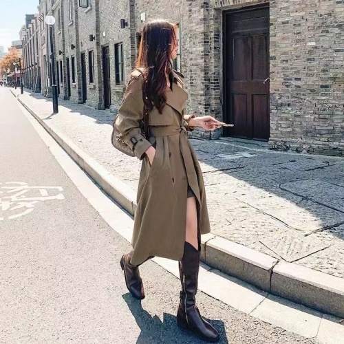 Women's French Style Windbreaker Coat 2024 New Spring and Autumn Slimming Flowing Stylish Medium Length High-End Windbreaker Coat