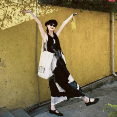 Ink painting temperament sleeveless dress for women 2024 summer new style high-end simple printed loose vest dress