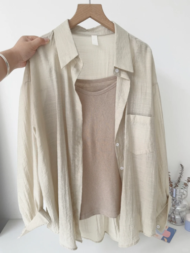 Liu Ye Chou, 85% cotton and 15% silk French long-sleeved shirt for women 2024 autumn thin sweater 