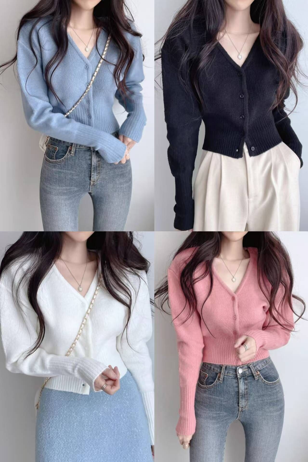 Korean chic long-sleeved knitted sweater early autumn distinctive top slimming design sense slim single button 