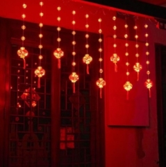 New Year's blessing LED lights, Chinese New Year small lanterns, balcony decoration lighting, Spring Festival household flashing string lights, hanging lights