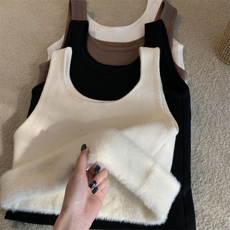 Real Photos Women's V-Neck Insulated Backless Top with Fleece Lined Hooded Sweatshirt Bodysuit Women's One-Piece Fleece Inner Base Shirt