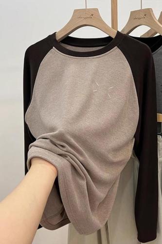 Official photo Back collar 300g Australian velvet bottoming shirt for women autumn and winter plus velvet thickened long-sleeved T-shirt sweatshirt