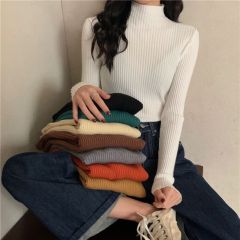 實拍 真  新款高領針織毛衣修身長袖打底衫上衣