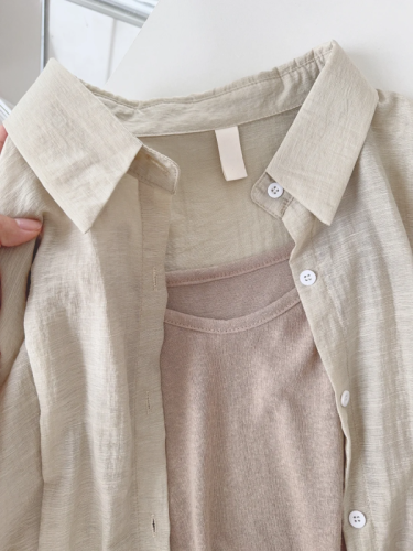 Liu Ye Chou, 85% cotton and 15% silk French long-sleeved shirt for women 2024 autumn thin sweater 