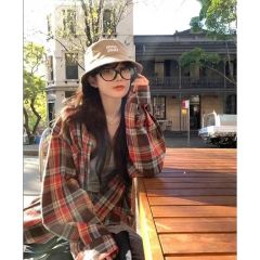 New 2024 American-style casual retro checkered shirt, wearable loose casual versatile long-sleeved shirt jacket, trendy