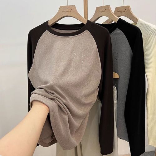 Official photo Back collar 300g Australian velvet bottoming shirt for women autumn and winter plus velvet thickened long-sleeved T-shirt sweatshirt