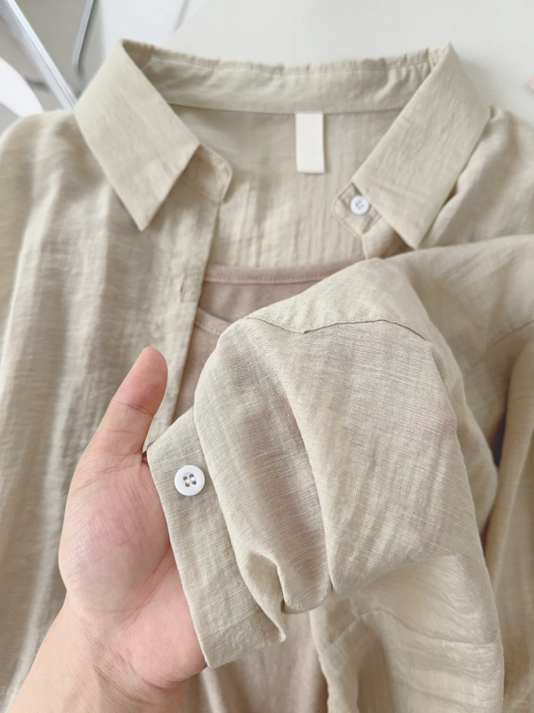 Liu Ye Chou, 85% cotton and 15% silk French long-sleeved shirt for women 2024 autumn thin sweater 
