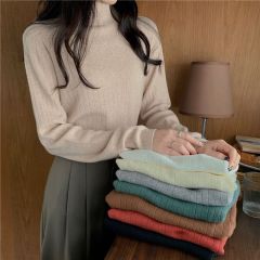 實拍 真 秋冬新款半高領針織毛衣女長袖打底衫