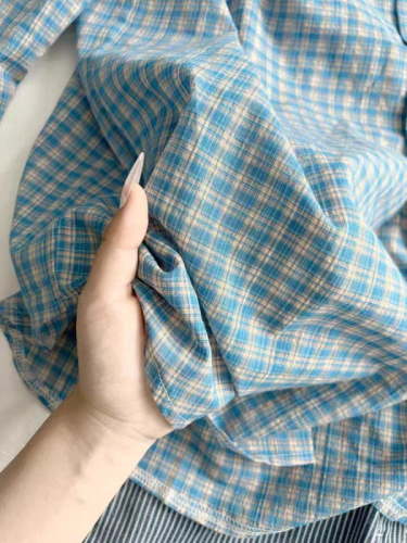 Non-shoot Grid Blue Sunscreen Long-Sleeve Shirt Women's New Early Autumn Blouse French Style Top Coat