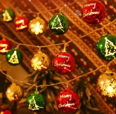 Cross-border LED Christmas ball light string electroplated star pendant Christmas tree decoration atmosphere light string Christmas decorative lanterns
