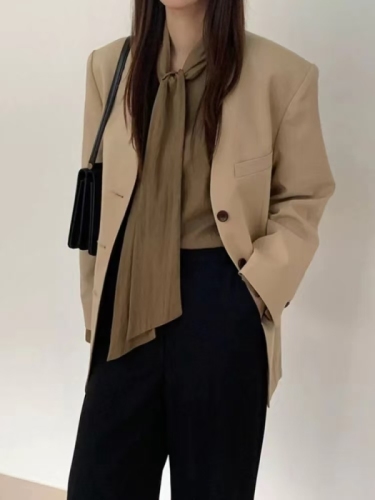 Korean chic autumn and winter V-neck single-breasted blazer top