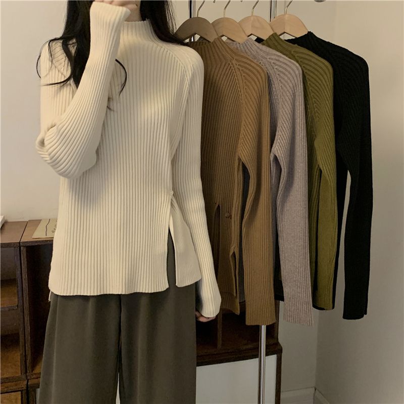 Photographed Real Korean Loose High Neck Hooded Cardigan Design Knit Wool Coat