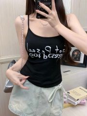 Non-shoot Dopa Yellow American Retro Small Shoulder Strap Tank Top for Layering, Outerwear, Body Shaping Sweet and Spicy Top