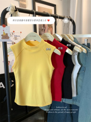 Actual shot~Autumn and winter new style mid-high collar brushed thermal vest with chest pad sleeveless base layer