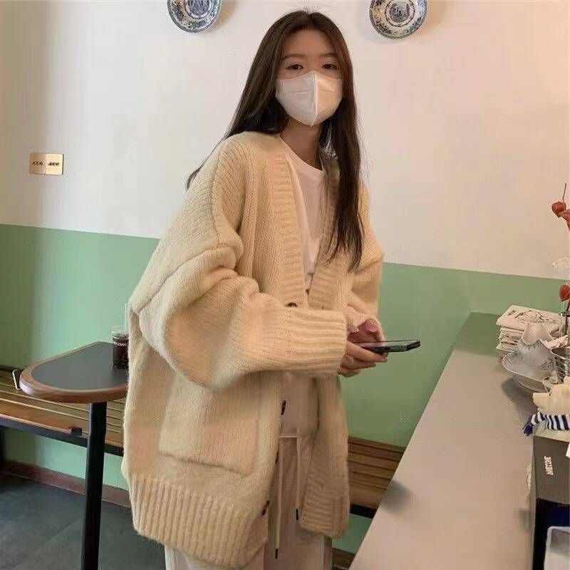 慵懶風ins軟糯開衫毛衣外套女2024秋冬季新款寬鬆外穿針織衫上衣