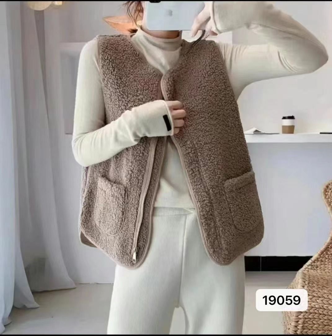 2024 Autumn/Winter New Korean Dongdaemun Minimalist Niche Fashion Trend Full-length Lamb Wool Vests