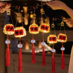 Mid-Autumn Lanterns, retro-style bamboo woven small lantern toys, portable light-emitting Mid-Autumn lanterns for stalls, antique-style bamboo lanterns