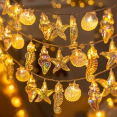 New LED colorful laser light string starfish shell ocean combination battery string light home bedroom decoration light string